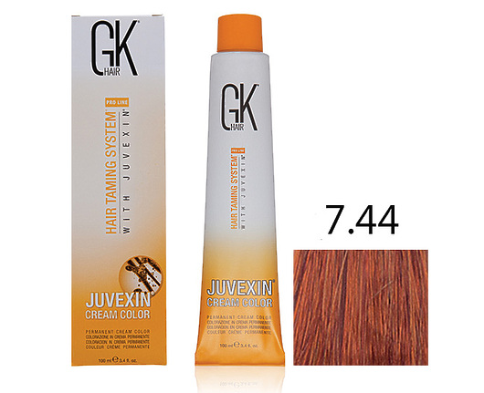 Крем-краска для волос с кератином JUVEXIN Медный 7.44